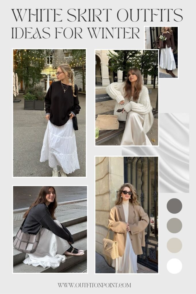 white skirt outfit ideas 
https://outfitonpoint.com/chic-white-skirt-outfit-ideas-thatll-turn-heads-this-winter/