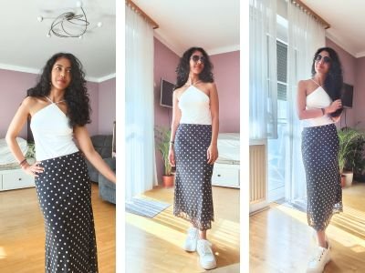 Polka Dots Skirt Outfits 
https://outfitonpoint.com/12-adorable-polka-dot-outfit-ideas-to-try-right-now/