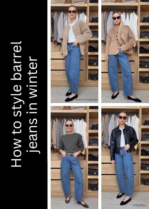 barrel jeans outfit 
https://outfitonpoint.com/how-to-style-barrel-jeans-in-winter-trendy-outfit-ideas-that-work/