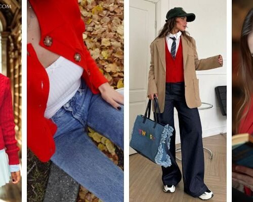 Preppy Red Cardigan Layering Ideas for Fall and Winter