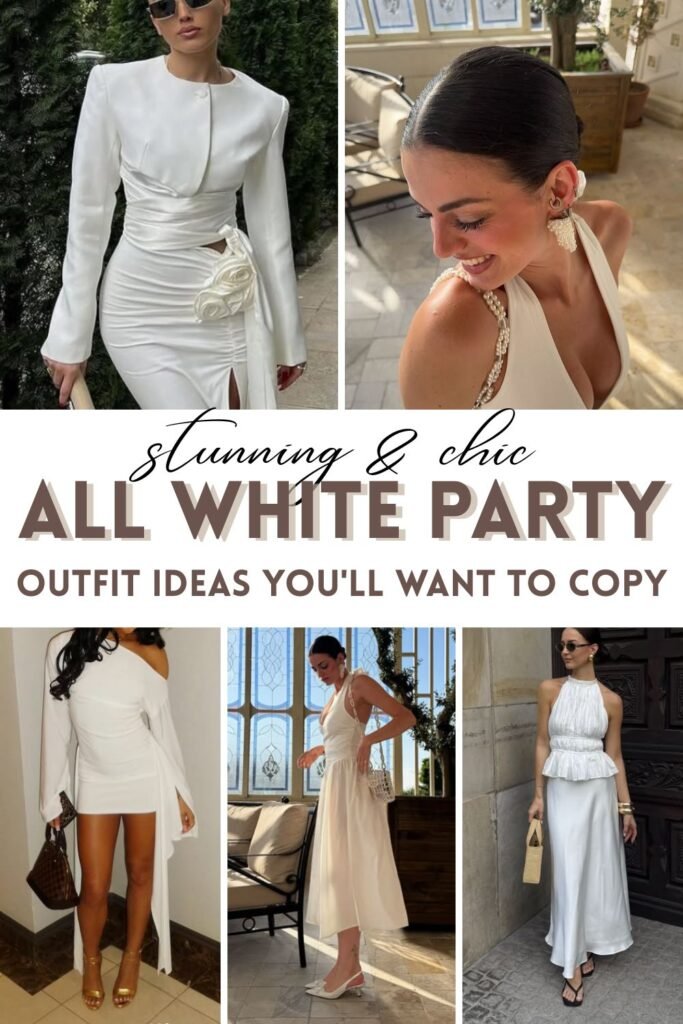 All white party outfits 
https://outfitonpoint.com/stunning-all-white-party-outfits-that-turn-heads/