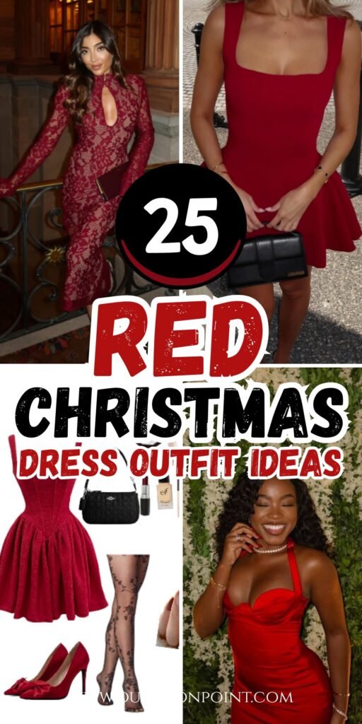 Red Christmas Dress 
https://outfitonpoint.com/the-best-red-christmas-dress-outfit-ideas/