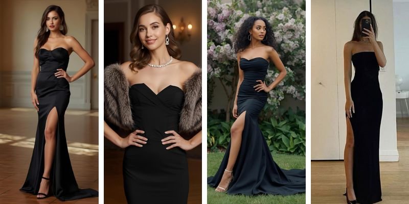 Black Strapless Prom Dress 