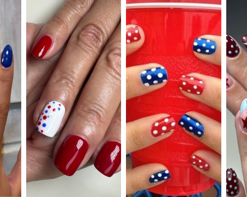 4th of july nails polka dots