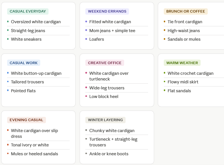 How to Style a White Cardigan  