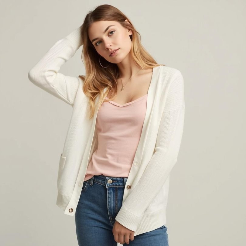 how to style a white cardigan with jeans 