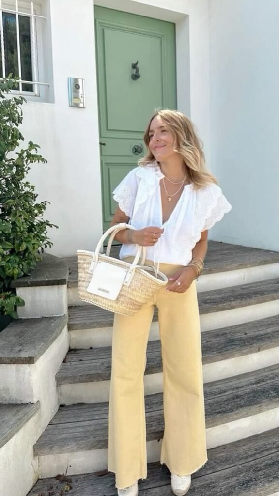 how to style yellow pants