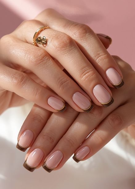 Chocolate Brown French Tip Nails
