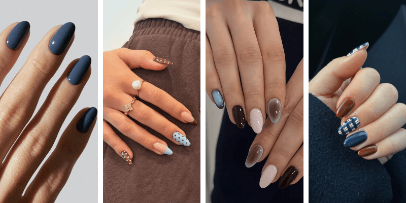 These Fall Blue Nails Are Giving Major Cozy Season Vibes