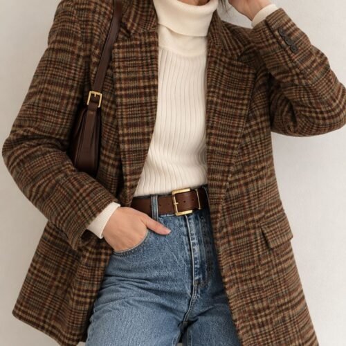 brown-plaid-blazer-outfit
