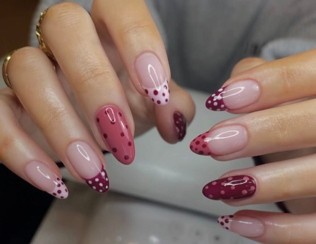 Maroon And Pink Nails